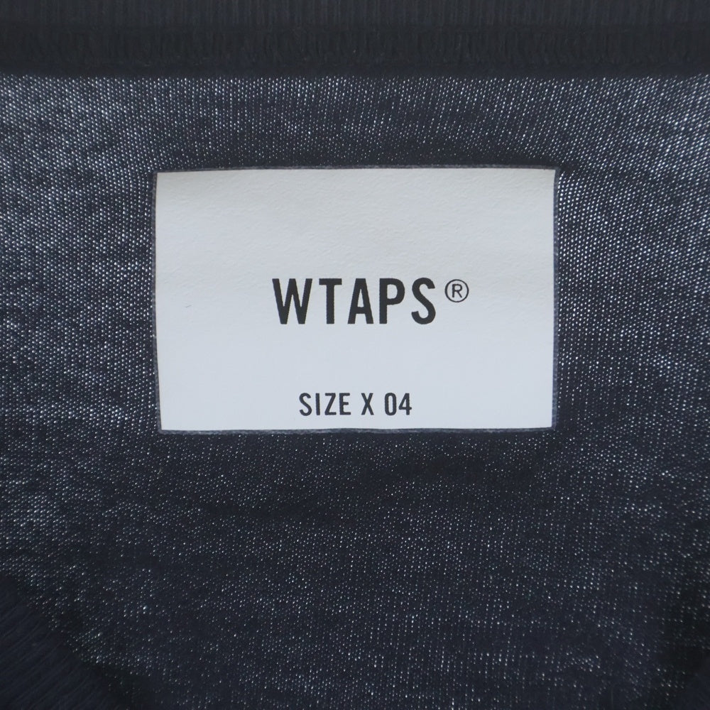 WTAPS(ダブルタップス) 23SS DESIGN 01 LS COTTON COLLEGE カレッジ デザイン クルーネック長袖Tシャツ カットソー ネイビー 231ATDT-CSM03