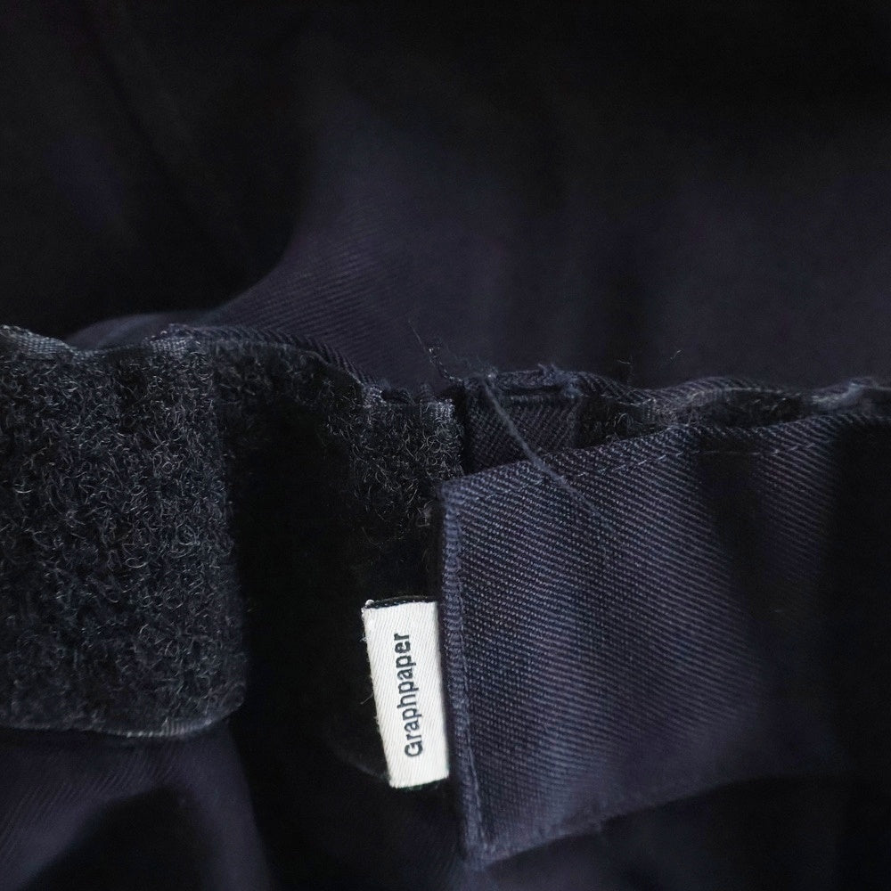 Graphpaper(グラフペーパー) 20SS SELVAGE WOOL COOK PANTS セルビッジ ウール クック ジップアップ センタープレス ワイドストレート パンツ ブラック GM201-40213B