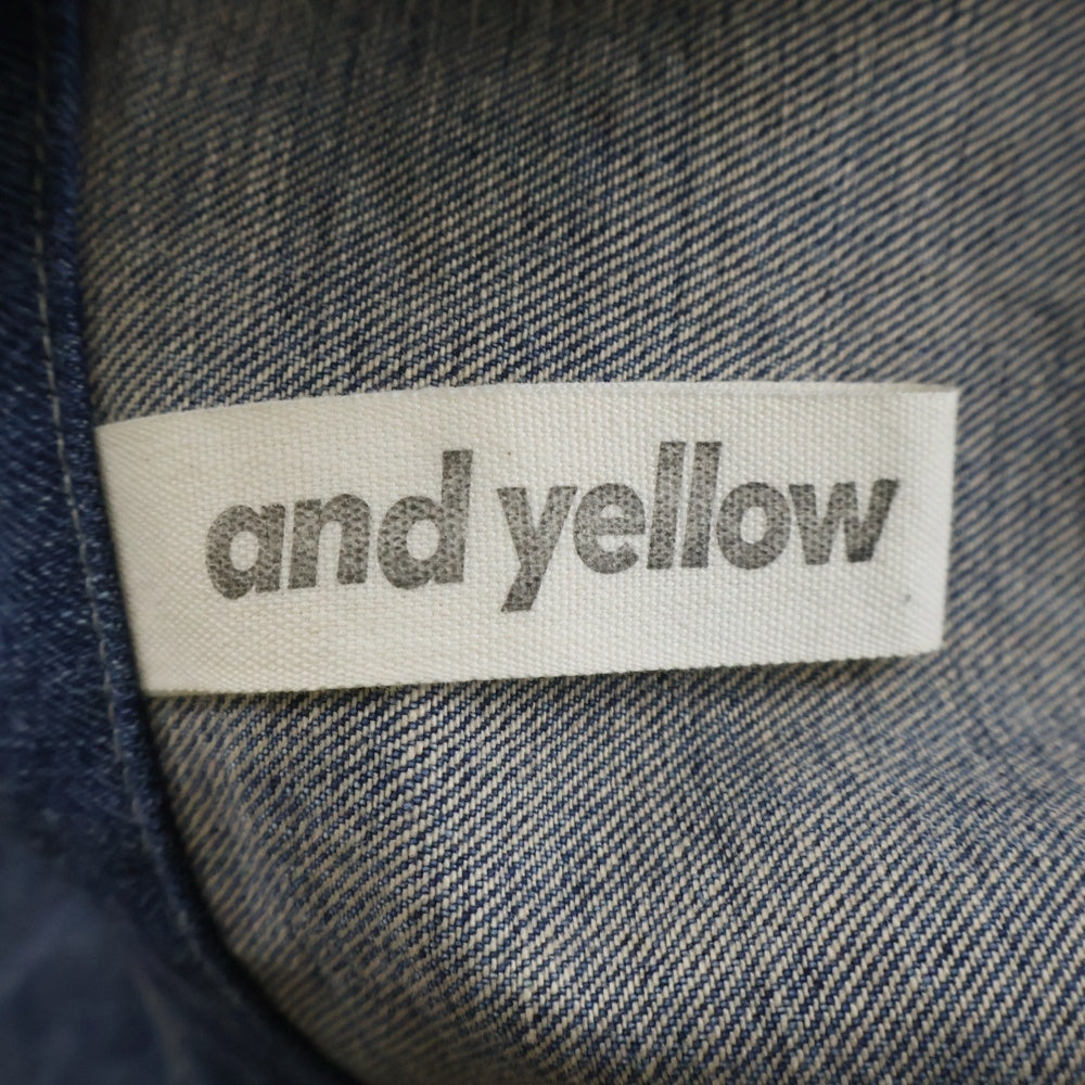 NO BRAND(ノーブランド) and yellow アンドイエロー ブリーチデザイン ジップアップ スタンドカラー デニム ジャケット インディゴ Y20AG-BL02