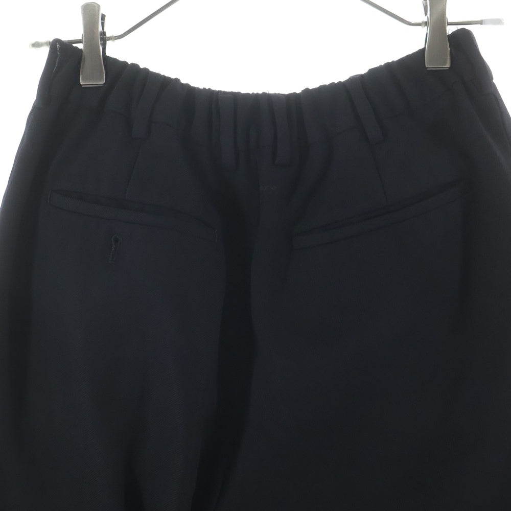 MARKAWARE(マーカウェア) 19AW プリーツフロント ペグトップ オーガニックウール フランネル ジップアップ タック ワイドストレート パンツ ブラック A19C-06PT010
