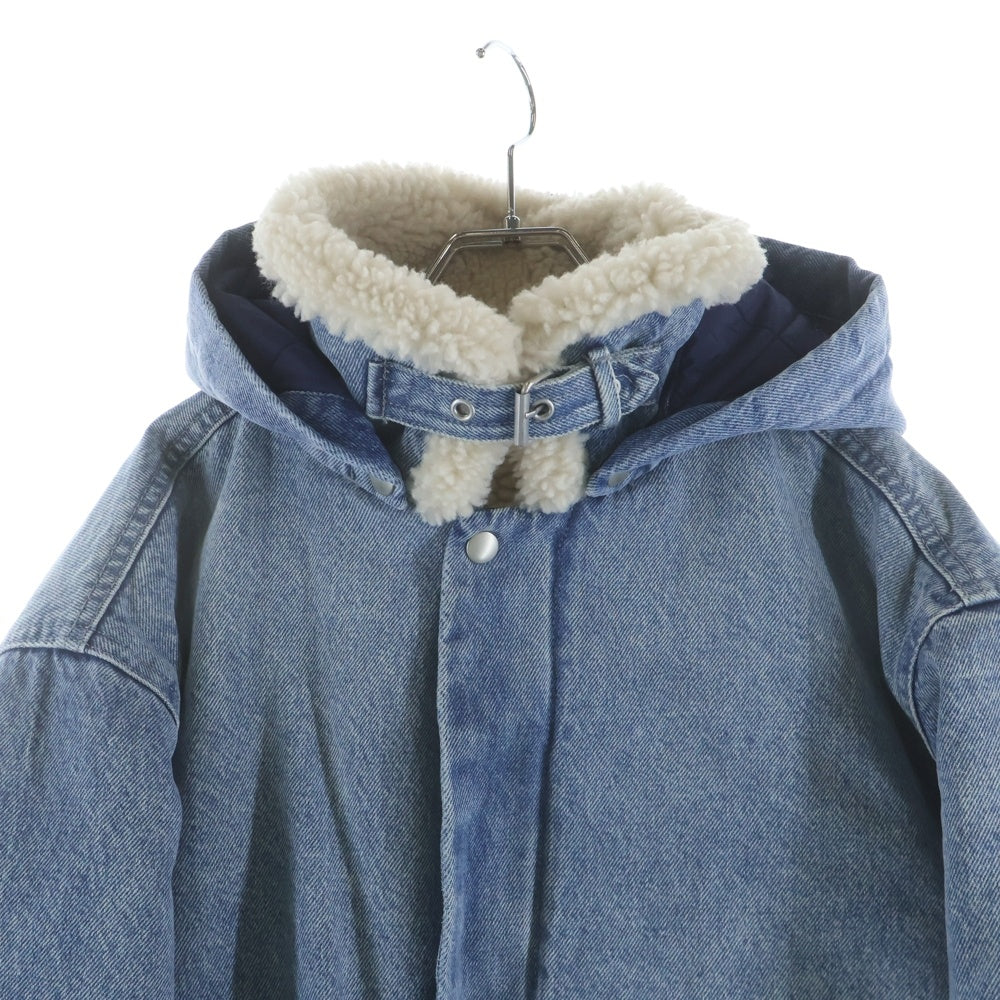 SUPREME(シュプリーム) 24AW Faux Shearling Lined Bomber Jacket ロゴエンブロイダリー 裏地ボア フーデッドデニムジャケット インディゴ