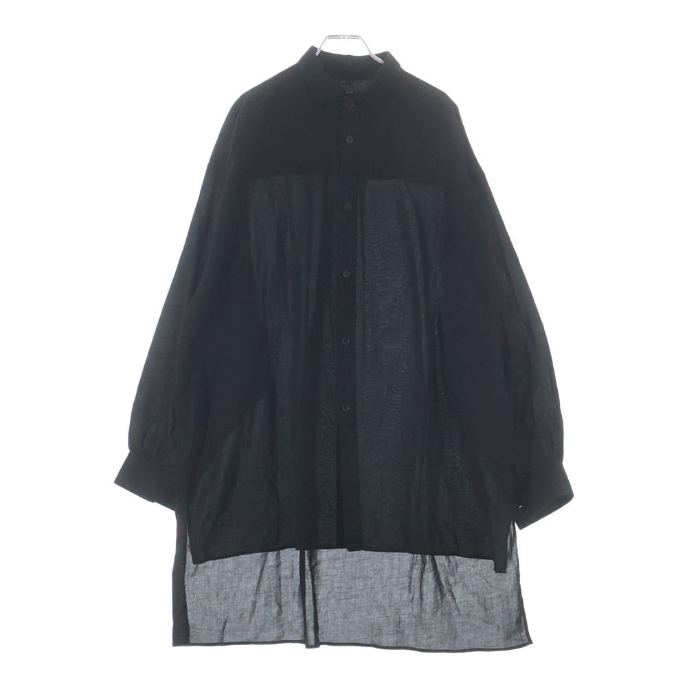 Y's(ワイズ) COTTON VIYELLA DESIGN COLLAR BIG BLOUSE コットンビエラ デザインカラー ビッグブラウス 長袖シャツ ブラック レディース YL-B14-021