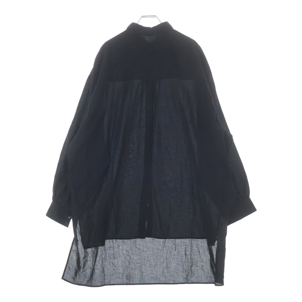 Y's(ワイズ) COTTON VIYELLA DESIGN COLLAR BIG BLOUSE コットンビエラ デザインカラー ビッグブラウス 長袖シャツ ブラック レディース YL-B14-021