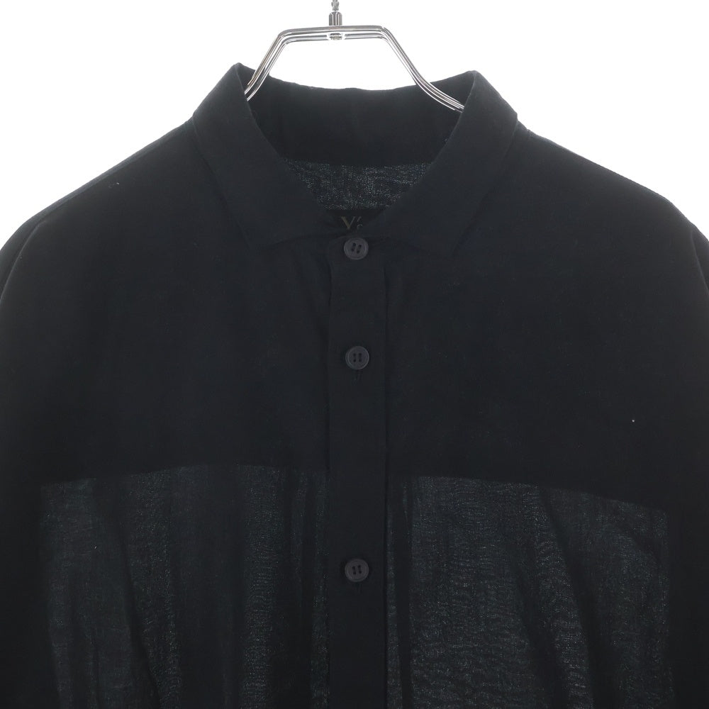 Y's(ワイズ) COTTON VIYELLA DESIGN COLLAR BIG BLOUSE コットンビエラ デザインカラー ビッグブラウス 長袖シャツ ブラック レディース YL-B14-021
