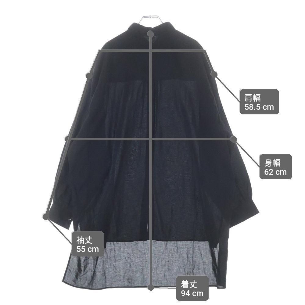 Y's(ワイズ) COTTON VIYELLA DESIGN COLLAR BIG BLOUSE コットンビエラ デザインカラー ビッグブラウス 長袖シャツ ブラック レディース YL-B14-021