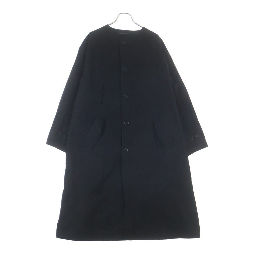 Y's(ワイズ) COTTON NYLON GABARDINE COLLARLESS COAT コットンナイロン ギャバジン ノーカラーコート ブラック レディース YL-C11-020