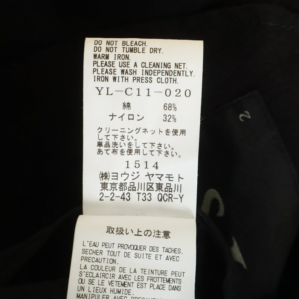 Y's(ワイズ) COTTON NYLON GABARDINE COLLARLESS COAT コットンナイロン ギャバジン ノーカラーコート ブラック レディース YL-C11-020