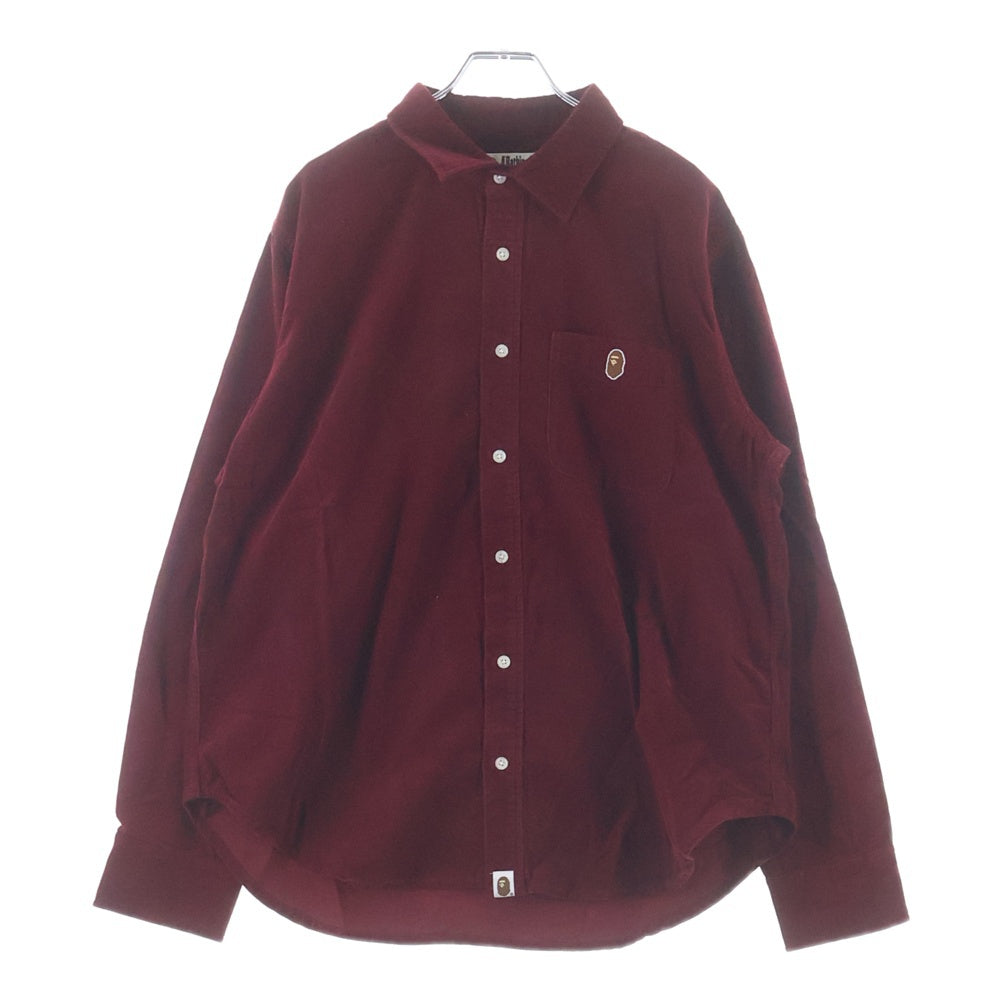 A BATHING APE(アベイシングエイプ) Ape Head Corduroy Shirt エイプヘッド コーデュロイ長袖シャツ バーガンディー 001SHJ801009M