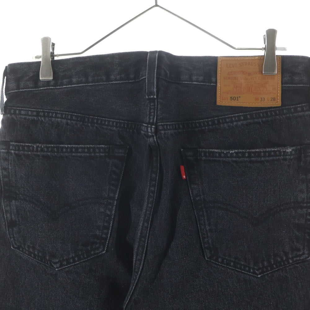 Levi's(リーバイス) 30TH EDIFICE別注 501 レザーパッチ ボタンフライ ストレートデニムパンツ インディゴブラック 0022U-0000