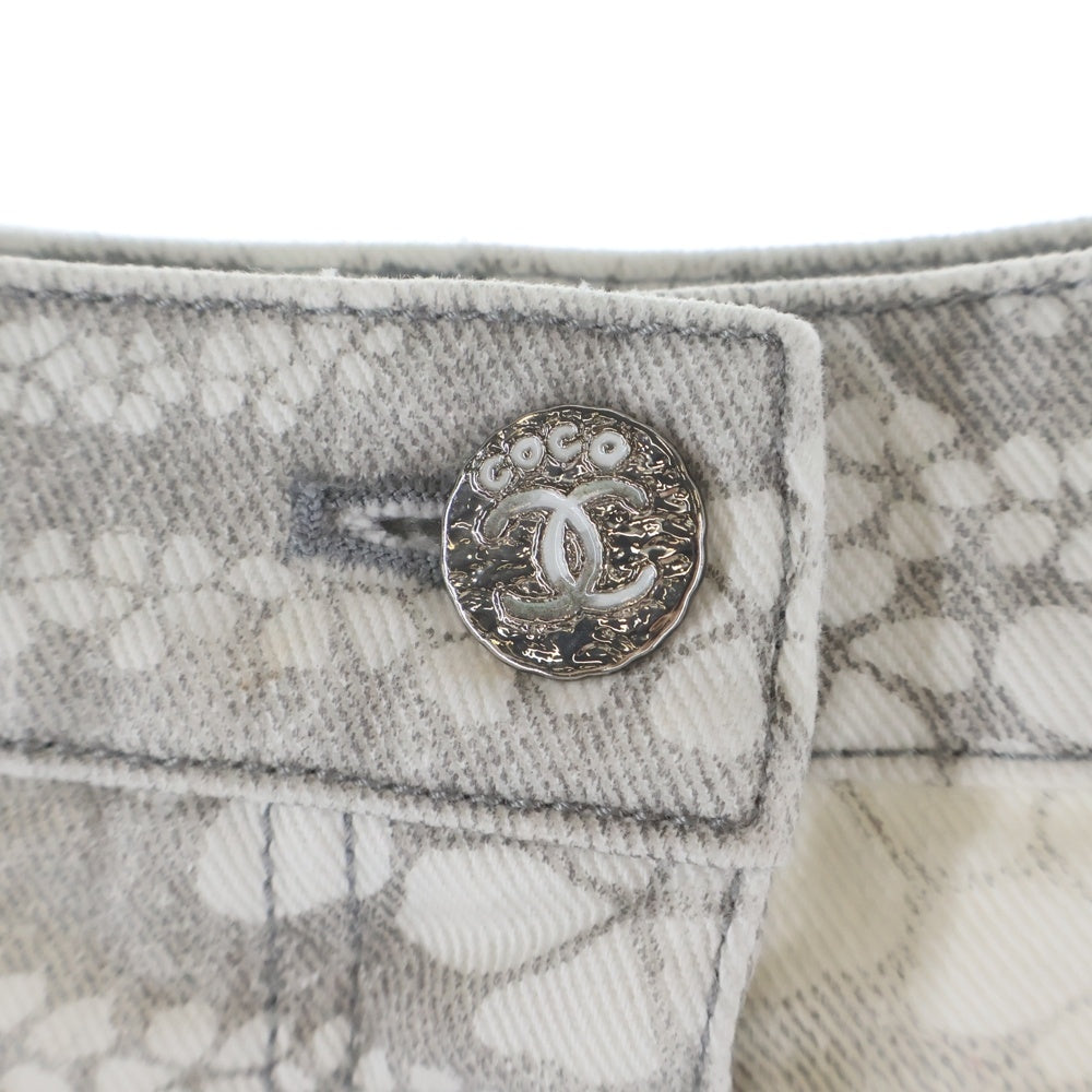 CHANEL(シャネル) 25SS ココビーチ 立体ポケット デニム ジップフライ ショートパンツ グレー/ホワイト レディース P78607V71097
