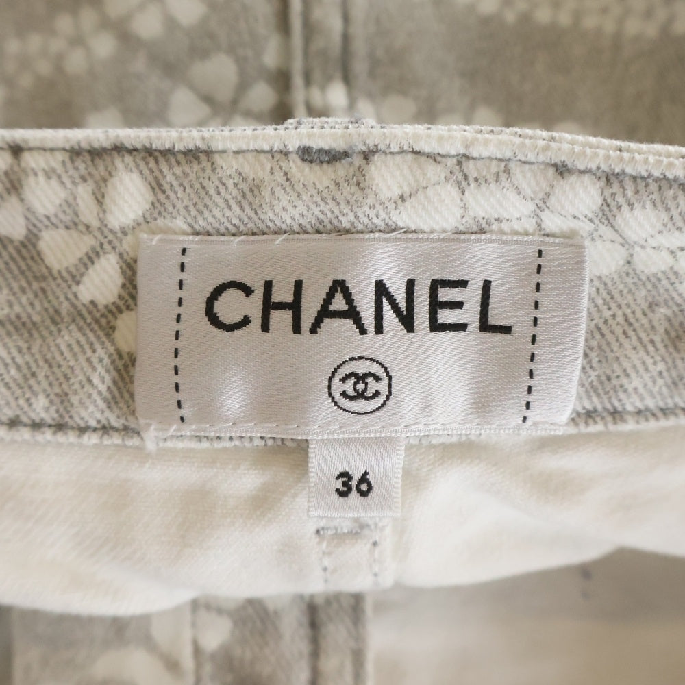 CHANEL(シャネル) 25SS ココビーチ 立体ポケット デニム ジップフライ ショートパンツ グレー/ホワイト レディース P78607V71097