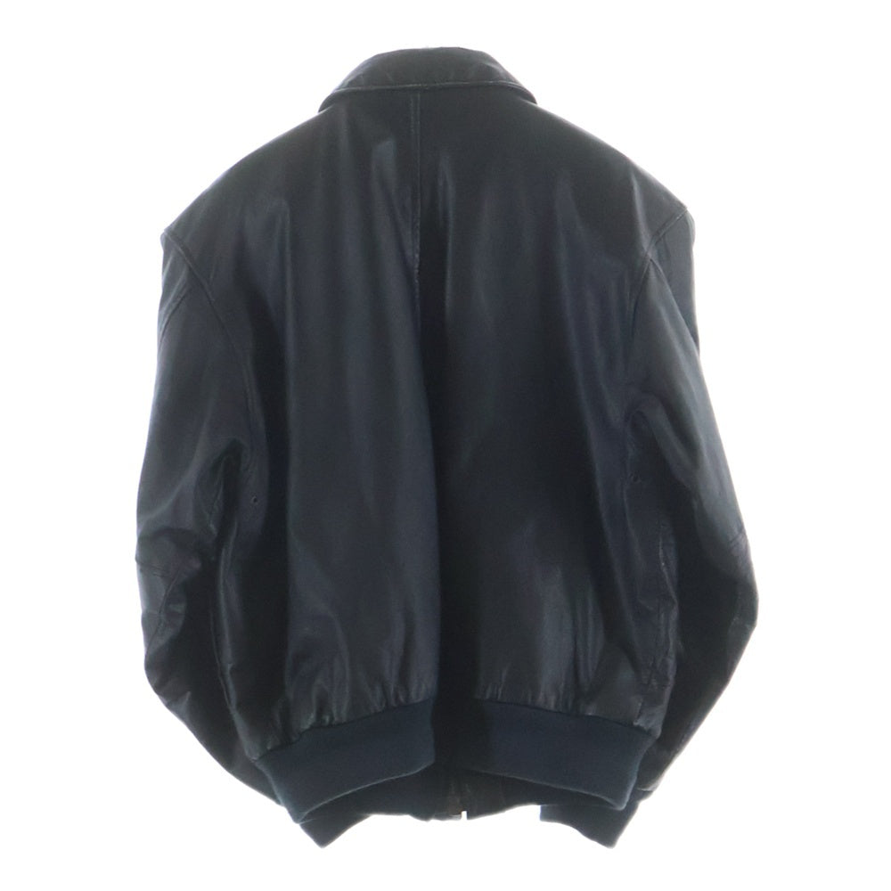 AVIREX(アヴィレックス) 80S-90S VINTAGE TYPE A-2 ヴィンテージ ワッペン付き リブニット レザーフライトジャケット ブラック 30-415