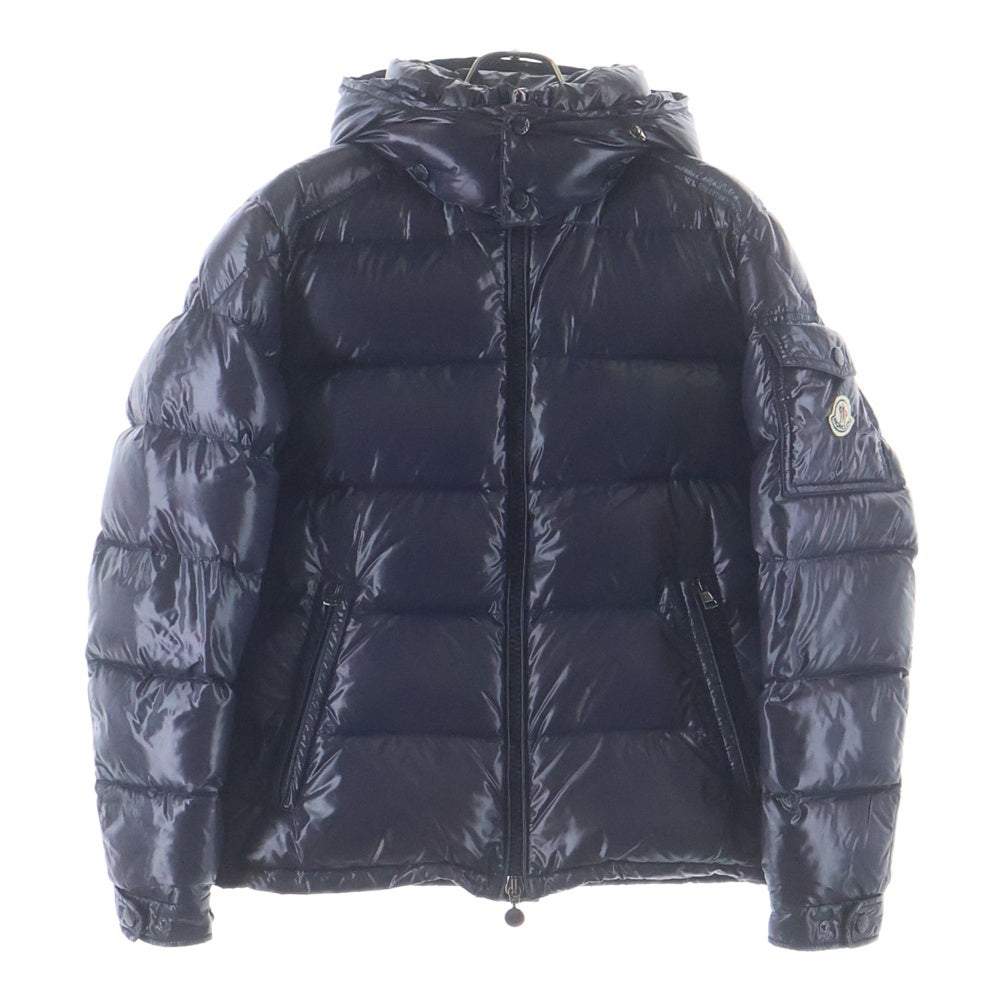 MONCLER(モンクレール) MAYA マヤ ロゴパッチデザイン ナイロン フーデッドダウンジャケット ネイビー 020914036650