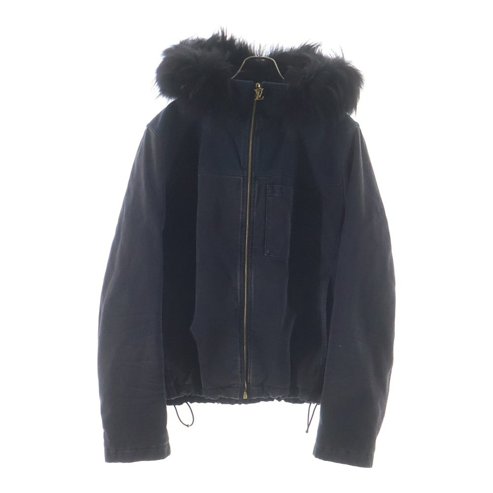 LOUIS VUITTON(ルイヴィトン) 24SS モノグラム ファーフーデッド ジップアップデニムジャケット ブラック RM241M CCU HQA05W