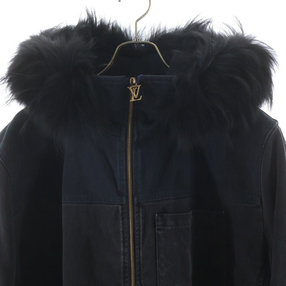 LOUIS VUITTON(ルイヴィトン) 24SS モノグラム ファーフーデッド ジップアップデニムジャケット ブラック RM241M CCU HQA05W
