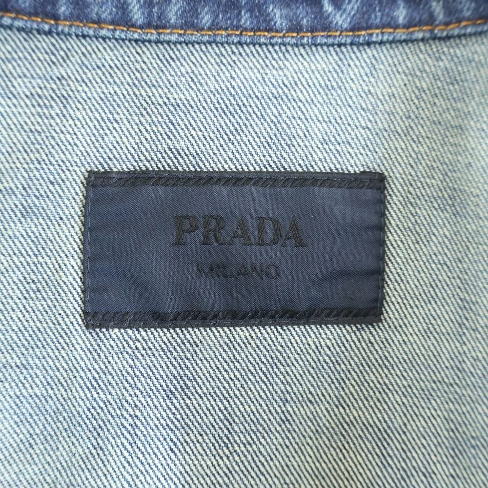 PRADA(プラダ) DENIM SHORT SLEEVE SHIRT トライアングルロゴプレート 半袖デニムシャツ インディゴ GEC067 S212 14EF