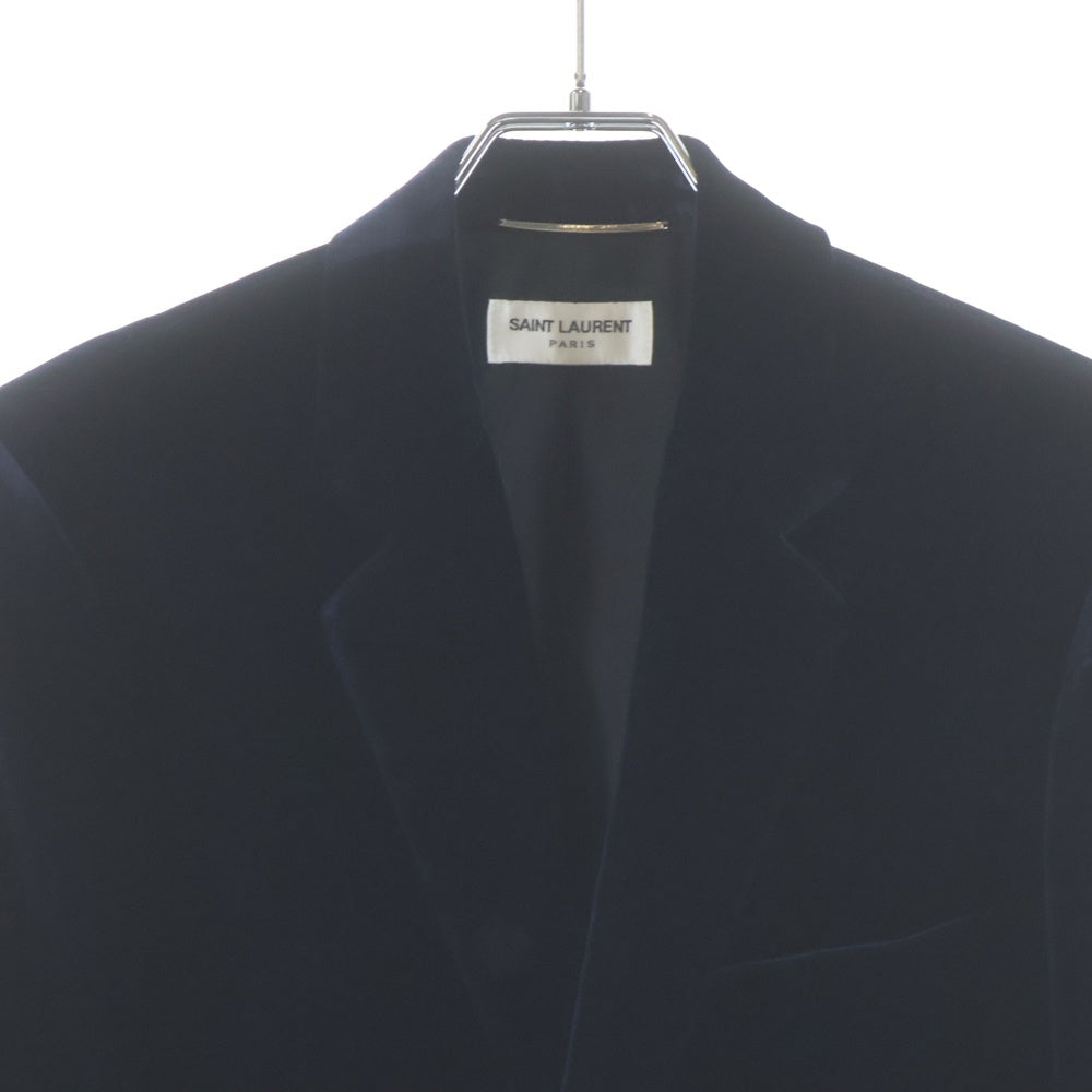 SAINT LAURENT PARIS(サンローランパリ) ベルベット 2B シングルテーラードジャケット ネイビー 633013
