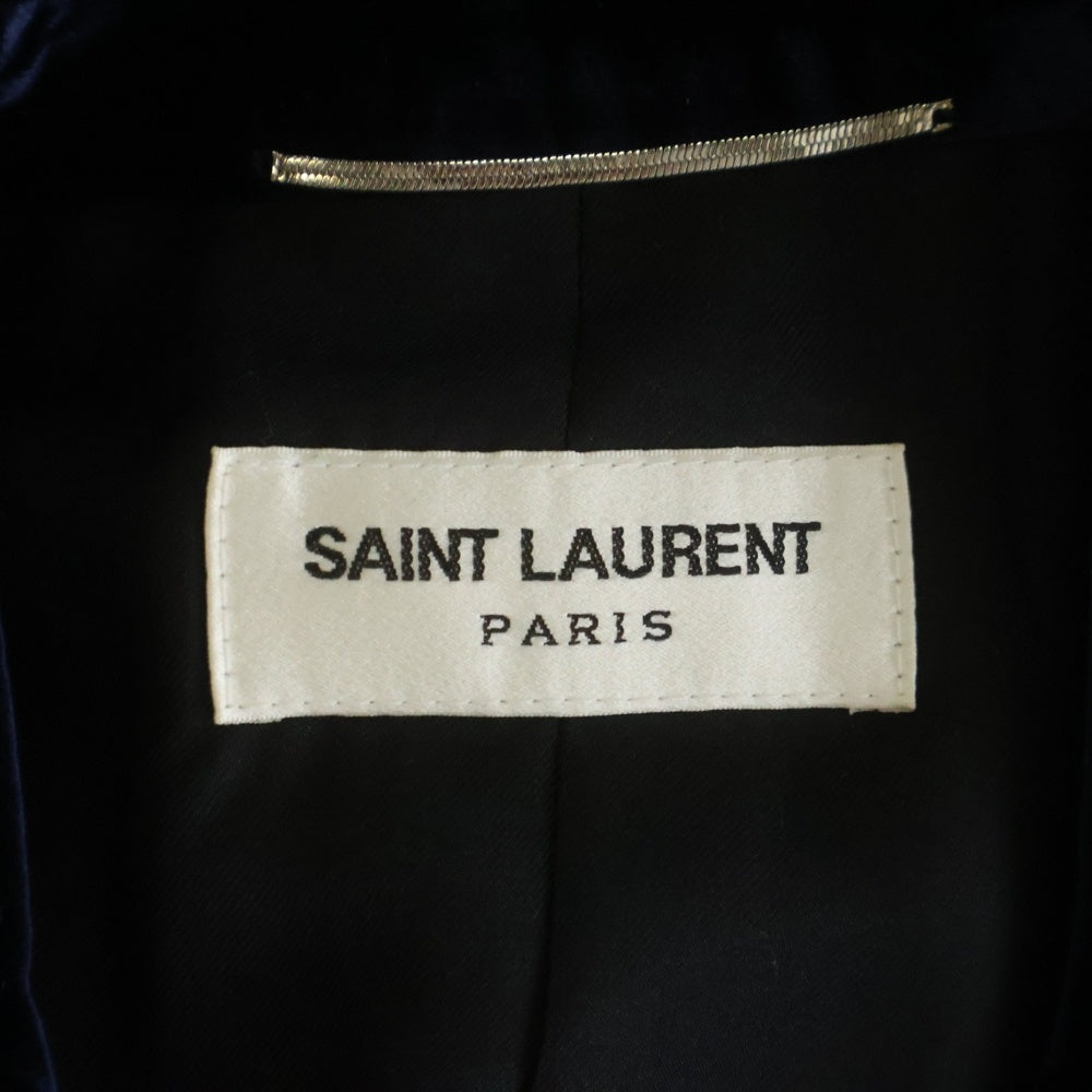 SAINT LAURENT PARIS(サンローランパリ) ベルベット 2B シングルテーラードジャケット ネイビー 633013