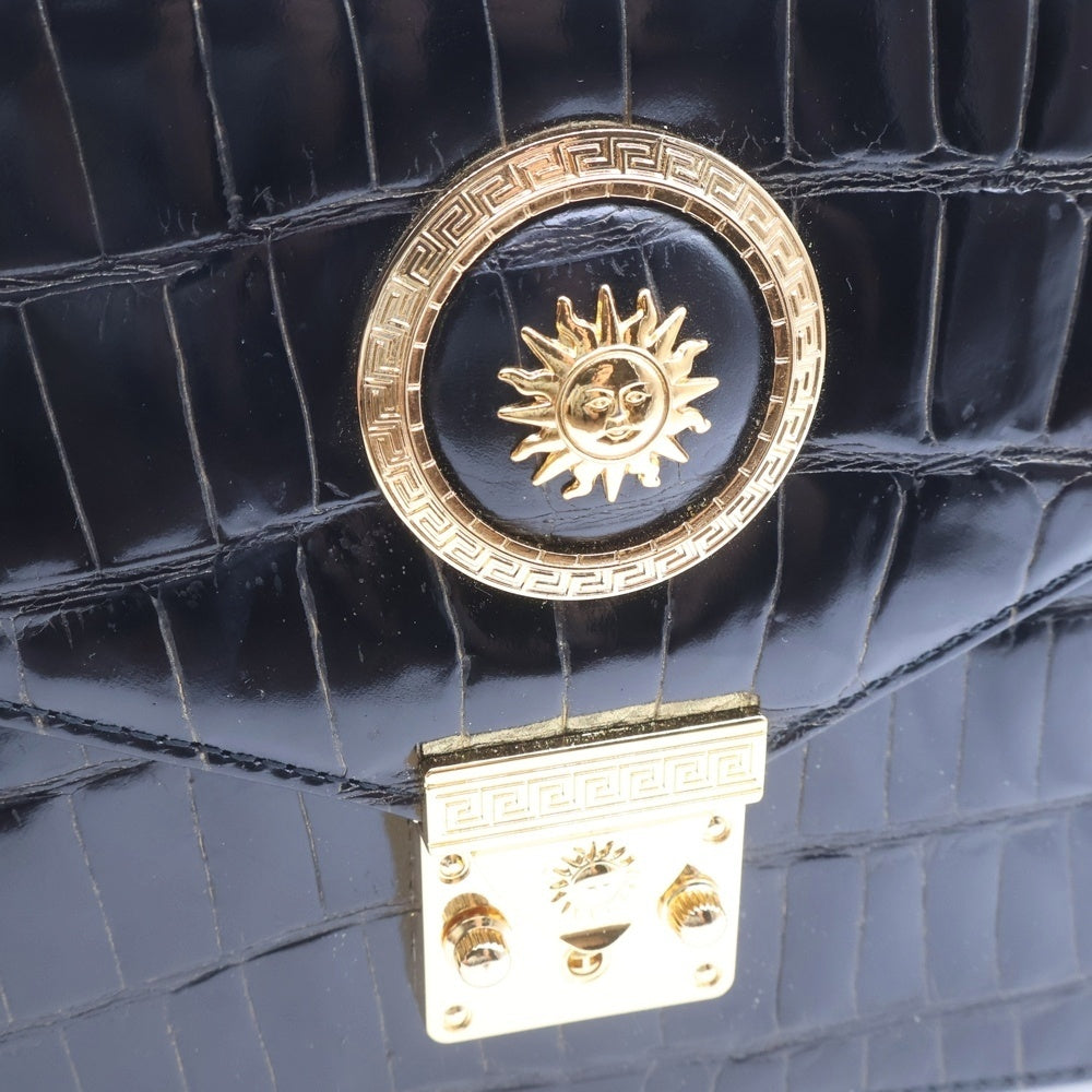 GIANNI VERSACE(ジャンニ ヴェルサーチ) サンバースト レザークラッチバッグ ブラック/ゴールド レディース