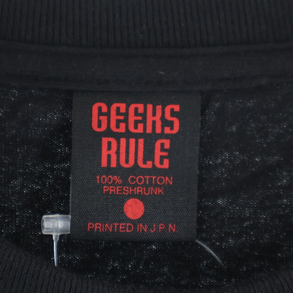 GEEKSRULE(ギークスルール) ×SERIAL EXPERIMENTS LAIN シリアルエクスペリメンツレイン シルクスクリーンプリント クルーネックプルオーバー 半袖Tシャツカットソー ブラック