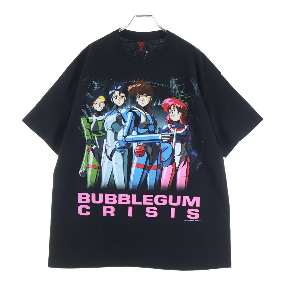 GEEKSRULE(ギークスルール) ×BUBBLEGUM CRISIS バブルガムクライシス シルクスクリーンプリント クルーネックプルオーバー 半袖Tシャツカットソー ブラック