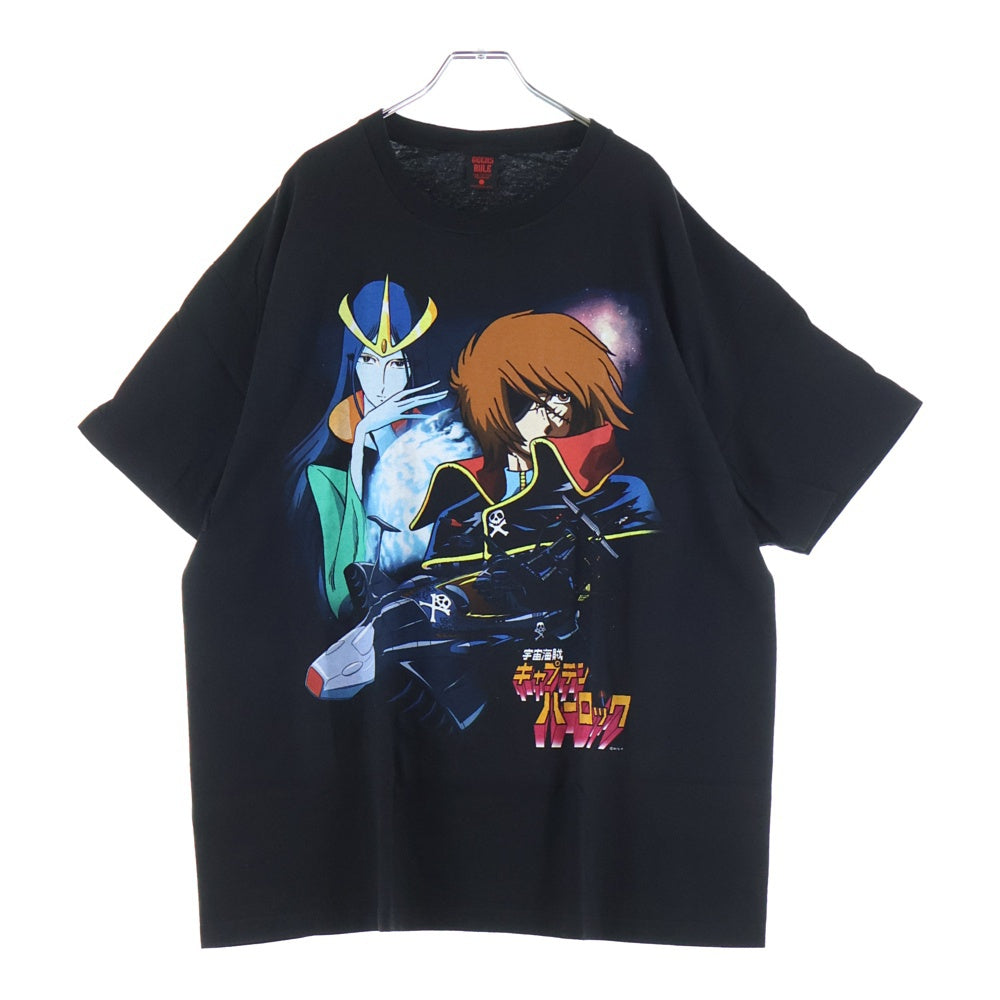 GEEKSRULE(ギークスルール) ×SPACE PIRATE CAPTAIN HARLOCK 宇宙海賊キャプテンハーロック シルクスクリーンプリント クルーネックプルオーバー 半袖Tシャツカットソー