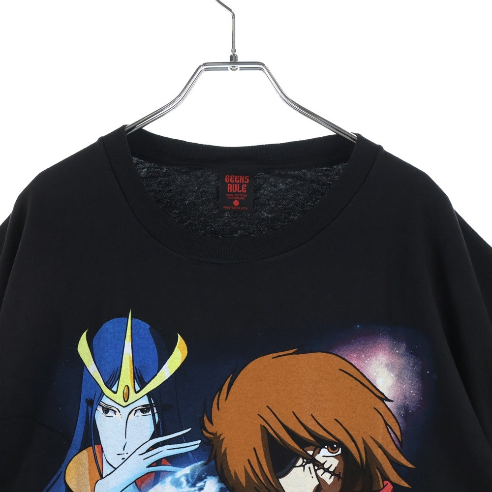 GEEKSRULE(ギークスルール) ×SPACE PIRATE CAPTAIN HARLOCK 宇宙海賊キャプテンハーロック シルクスクリーンプリント クルーネックプルオーバー 半袖Tシャツカットソー