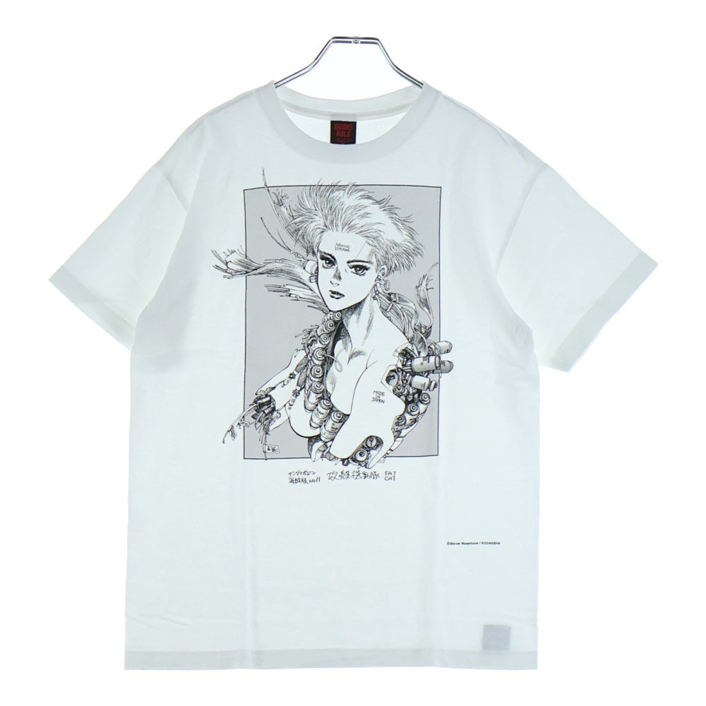 GEEKSRULE(ギークスルール) ×攻殻機動隊 GHOST IN THE SHELL 草薙素子 シルクスクリーンプリント クルーネックプルオーバー 半袖Tシャツカットソー ホワイト