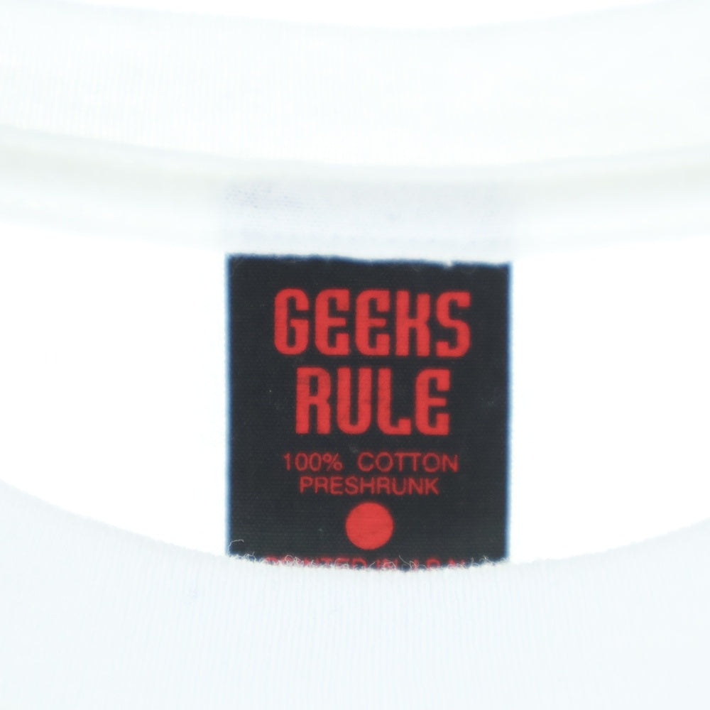 GEEKSRULE(ギークスルール) ×攻殻機動隊 GHOST IN THE SHELL 草薙素子 シルクスクリーンプリント クルーネックプルオーバー 半袖Tシャツカットソー ホワイト