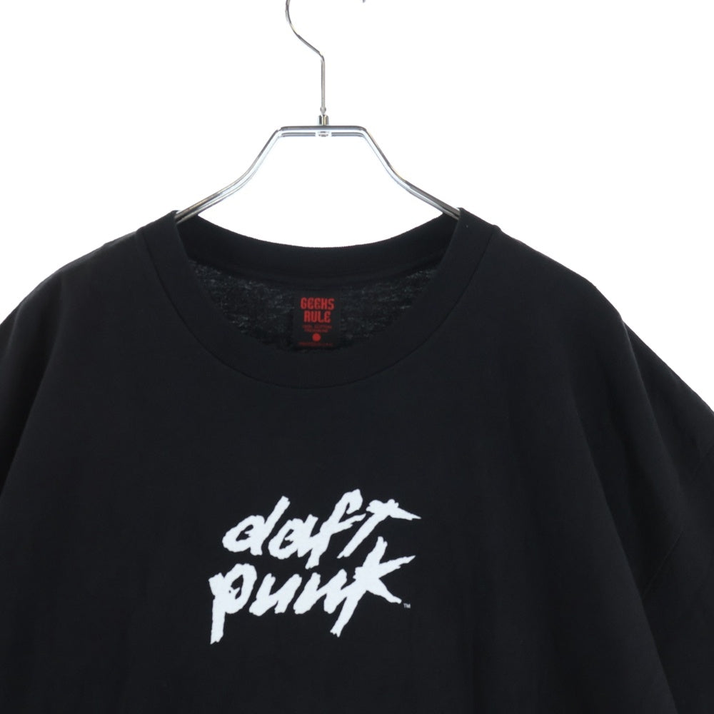 GEEKSRULE(ギークスルール) ×DAFT PUNK ダフトパンク シルクスクリーンプリント クルーネックプルオーバー 半袖Tシャツカットソー ブラック