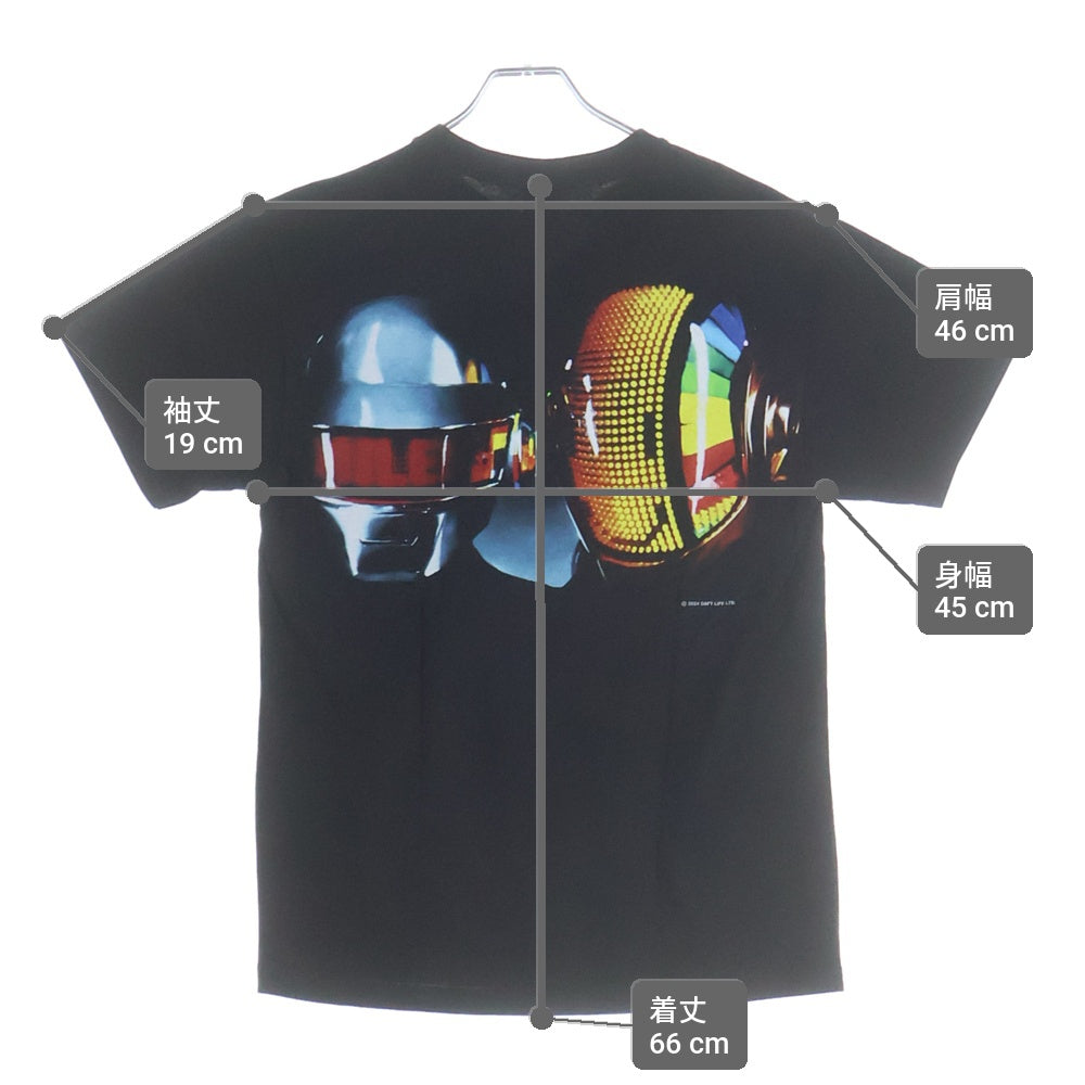 GEEKSRULE(ギークスルール) ×DAFT PUNK ダフトパンク シルクスクリーンプリント クルーネックプルオーバー 半袖Tシャツカットソー ブラック