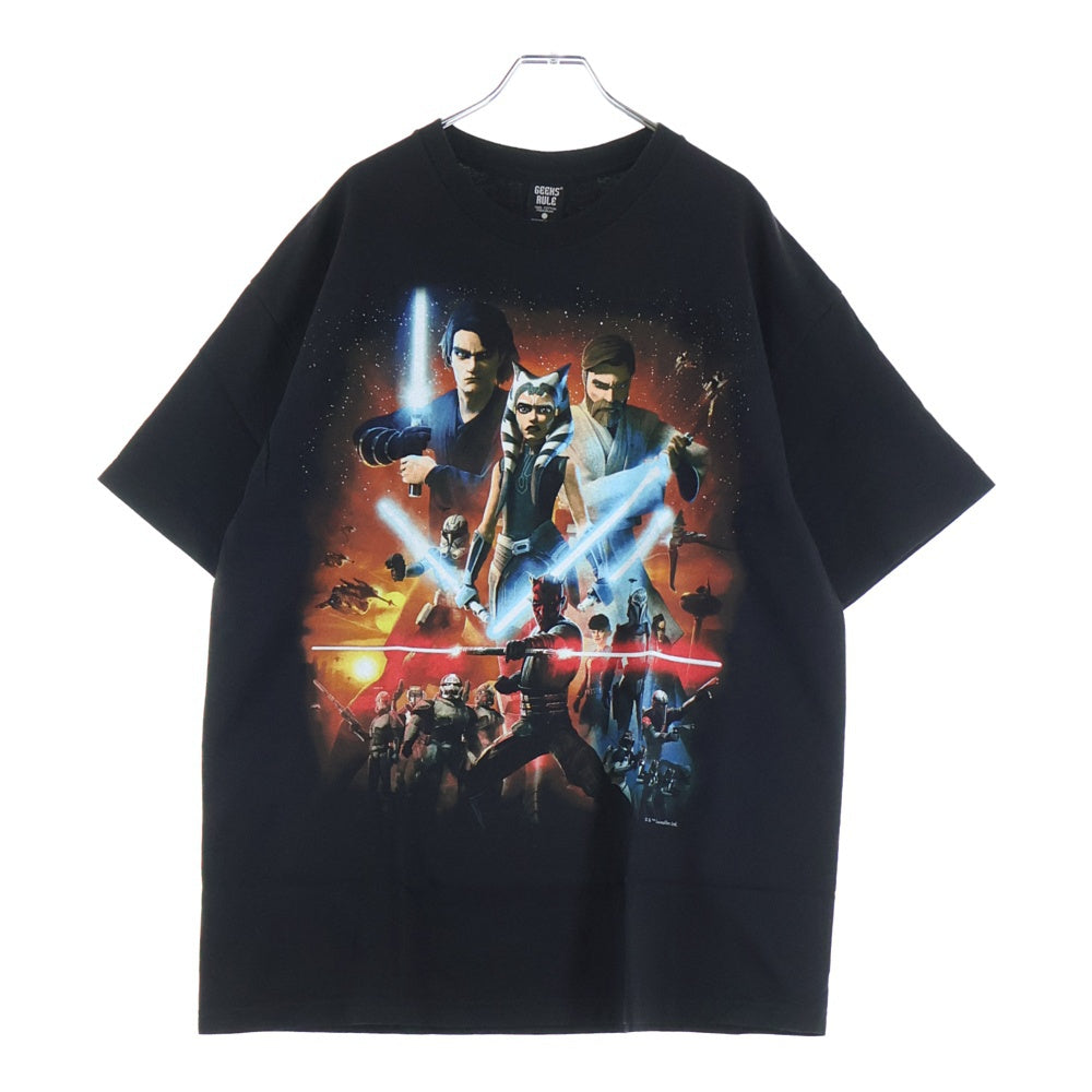 GEEKSRULE(ギークスルール) ×STAR WARS THE CLONE WARS スターウォーズ クローンウォーズ シルクスクリーンプリント クルーネックプルオーバー 半袖Tシャツカットソー ブラック