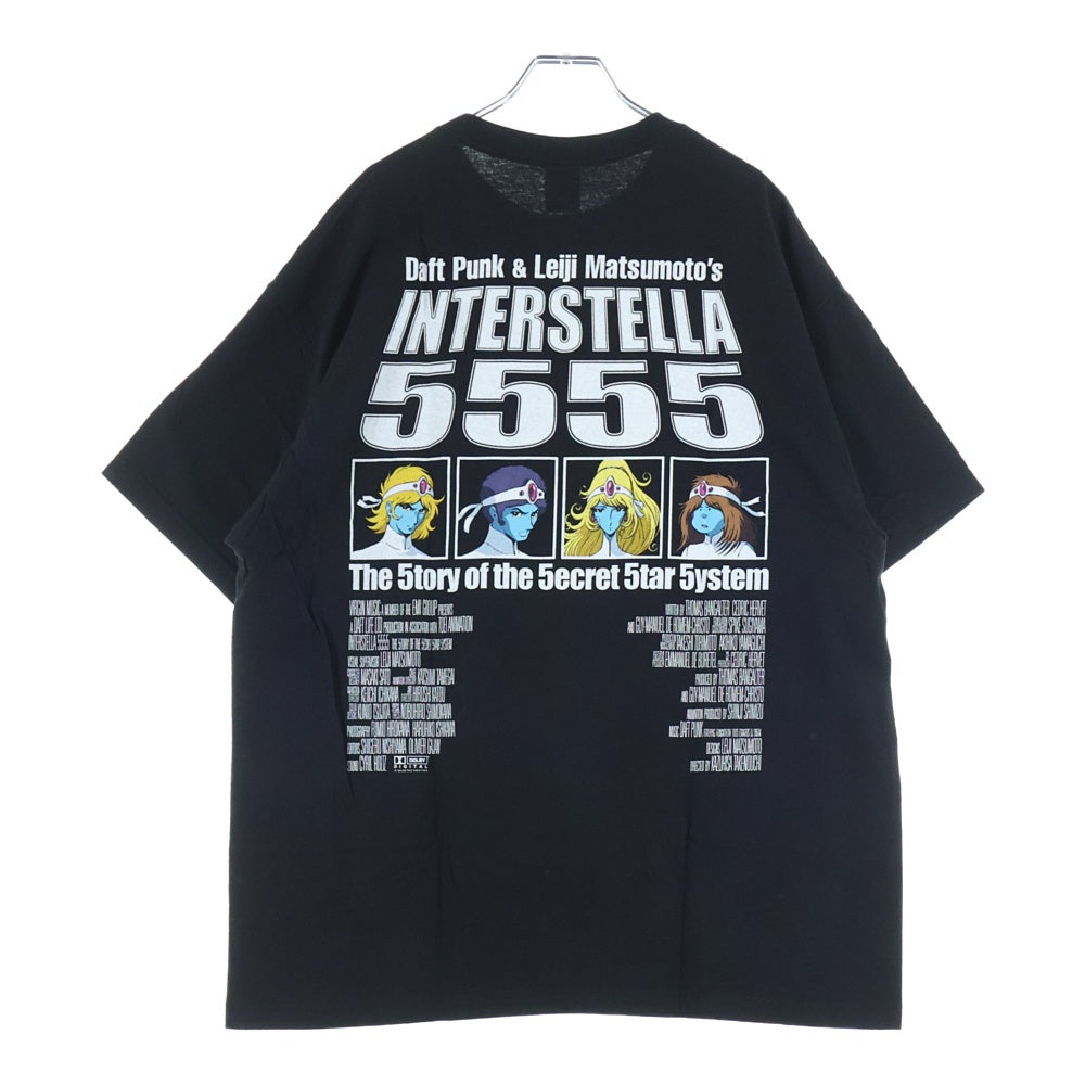 GEEKSRULE(ギークスルール) ×DAFT PUNK ダフトパンク ×松本零士 インターステラ5555 シルクスクリーンプリント クルーネックプルオーバー 半袖Tシャツカットソー ブラック