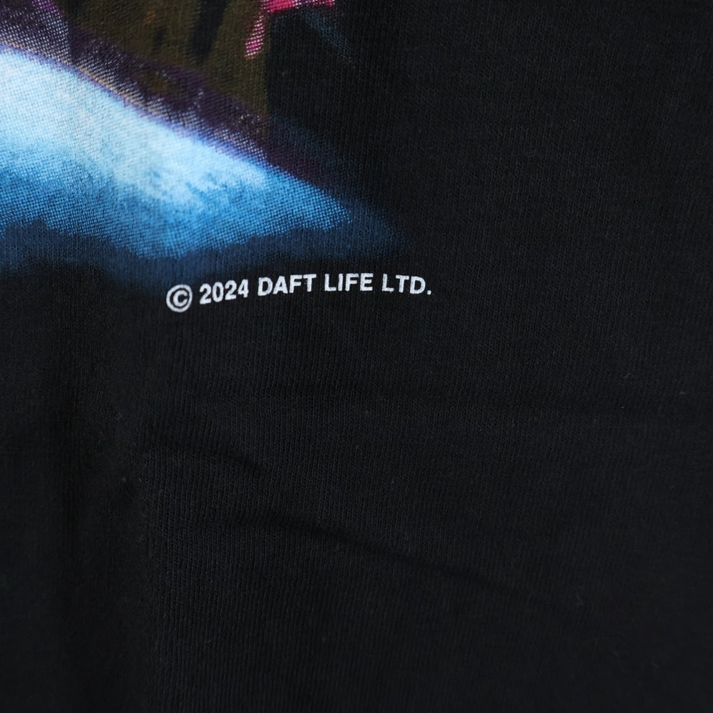 GEEKSRULE(ギークスルール) ×DAFT PUNK ダフトパンク ×松本零士 インターステラ5555 シルクスクリーンプリント クルーネックプルオーバー 半袖Tシャツカットソー ブラック