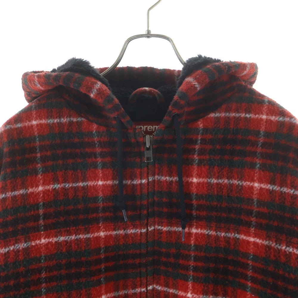 SUPREME(シュプリーム) 23AW Plaid Wool Hooded Jacket チェック柄 ウール フーデッドジップアップジャケット レッド/ブラック