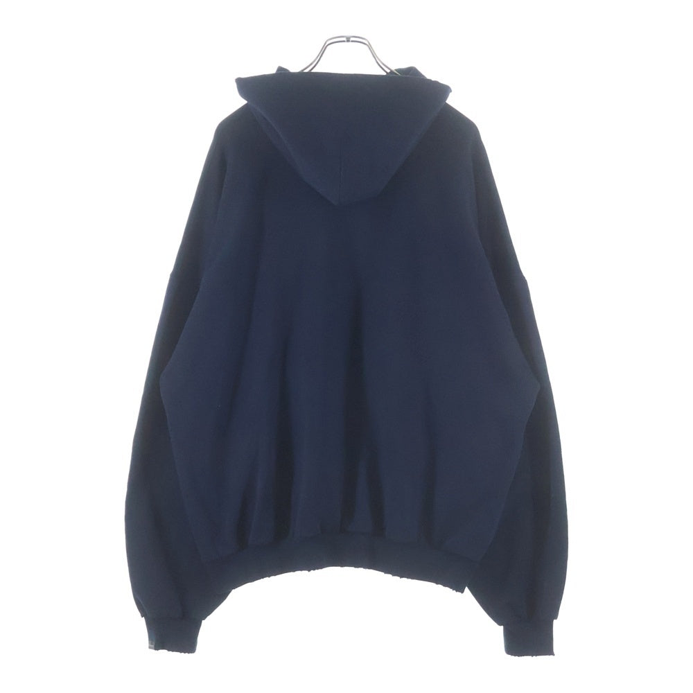 BALENCIAGA(バレンシアガ) 23AW ROUND HOODIE BE NICE フロントプリント ダメージデザイン スウェット プルオーバー ラウンド フーディー パーカー ネイビー 761458TPVE5