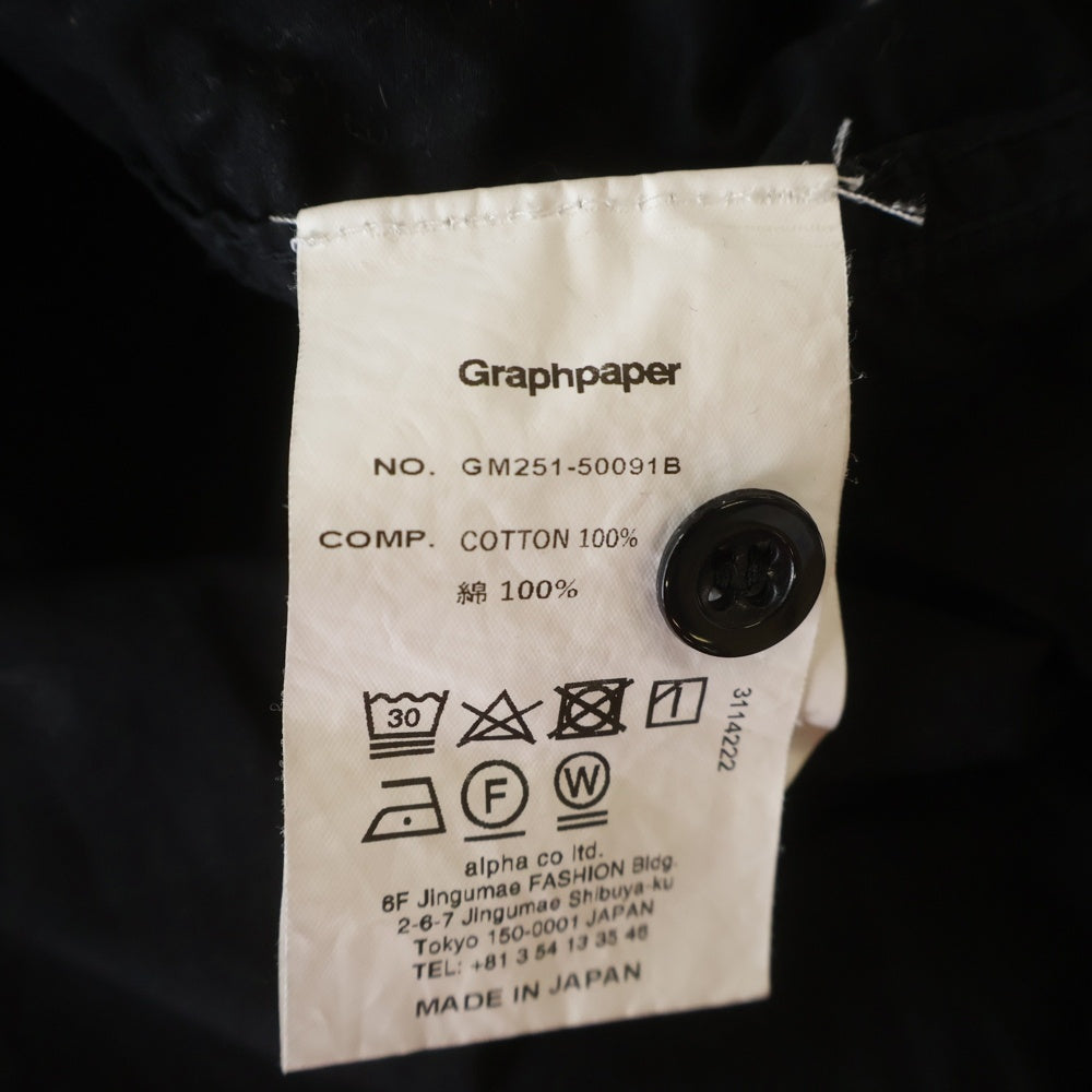 Graphpaper(グラフペーパー) 25SS GARMENT DYED FATIGUE SHIRT ガーメント ダイド ファティーグ 長袖シャツ ブラック GM251-50091B