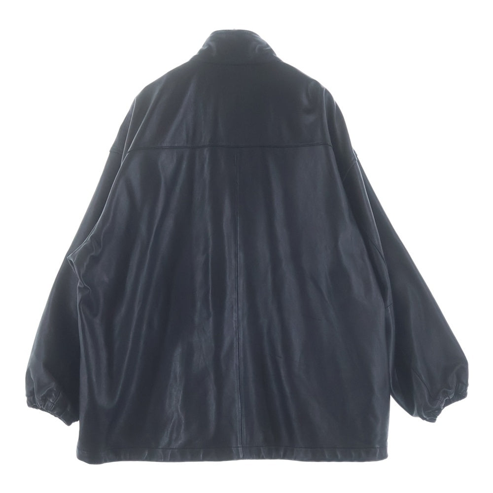 Graphpaper(グラフペーパー) 24AW SHEEP LEATHER TRACK BLOUSON シーブスキン シングルライダース レザージャケット ブラック GM243-30097