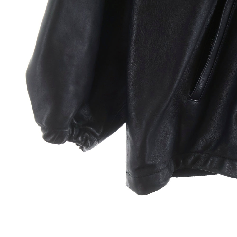 Graphpaper(グラフペーパー) 24AW SHEEP LEATHER TRACK BLOUSON シーブスキン シングルライダース レザージャケット ブラック GM243-30097