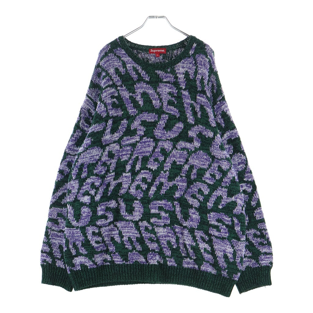 SUPREME(シュプリーム) 23SS Stacked Sweater スタックド 総柄 クルーネックニット セーター グリーン/パープル