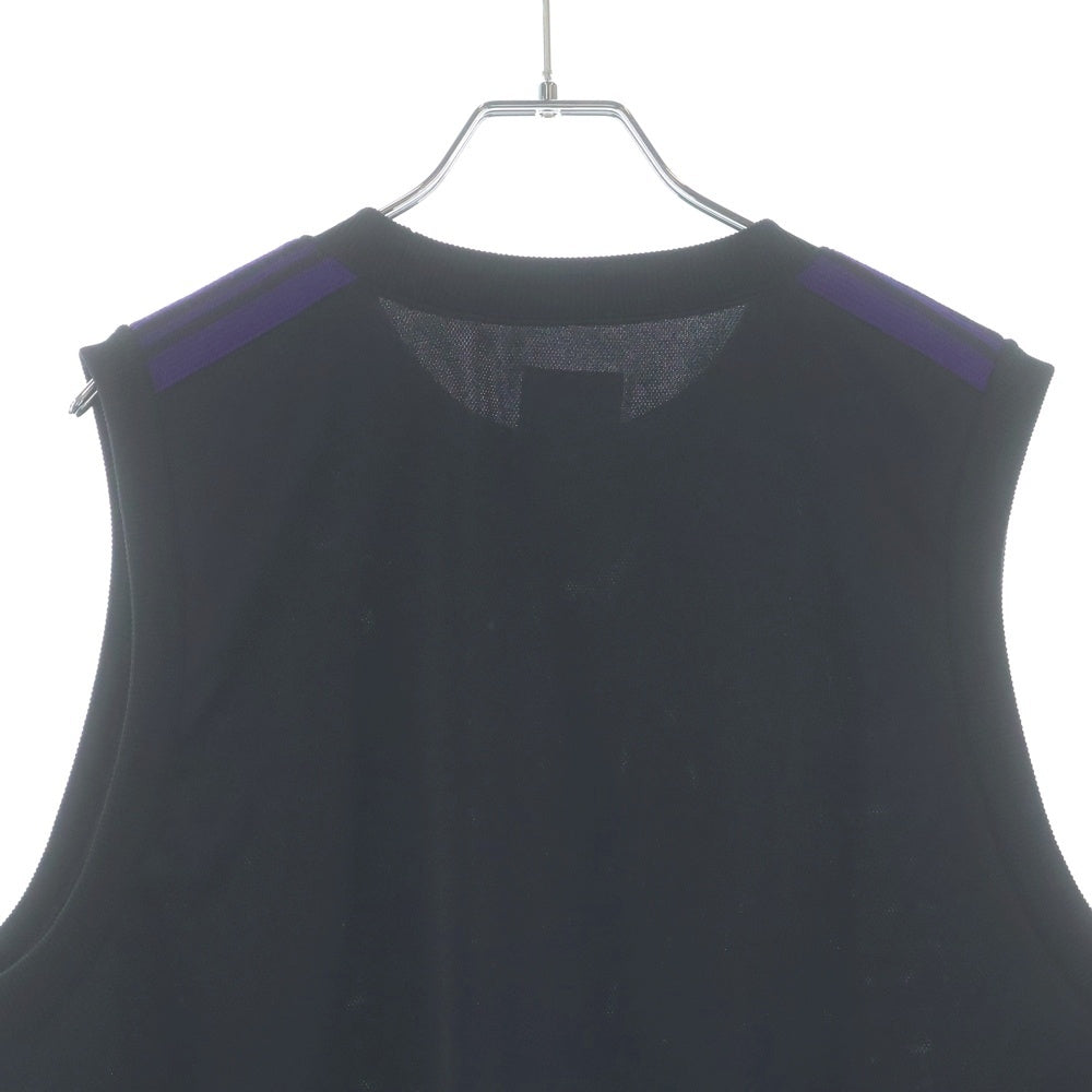 Needles(ニードルス) エンブロイダリーロゴデザイン クルーネック カットソー ノースリーブ トラックタンクトップ ブラック KP430