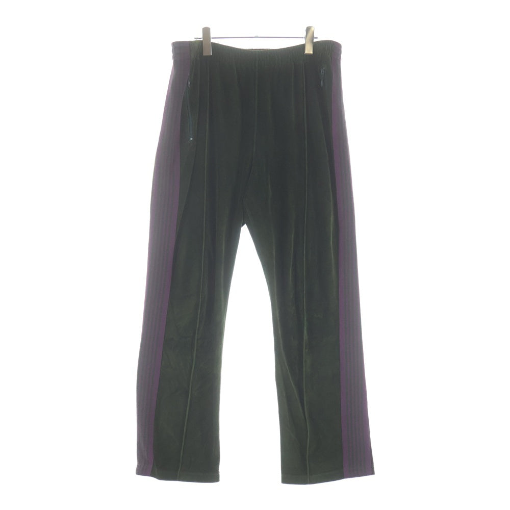 Needles(ニードルス) NARROW TRACK PANT VELOUR ナロー ロゴデザイン ベロア トラックパンツ カーキ J0229