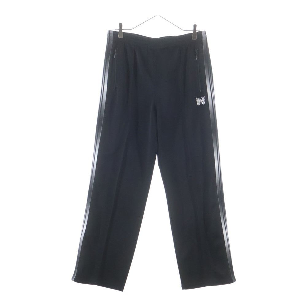 Needles(ニードルス) 24SS POLY SMOOTH TRACK PANT ポリ スムース ロゴデザイン トラックパンツ ブラック NS1610