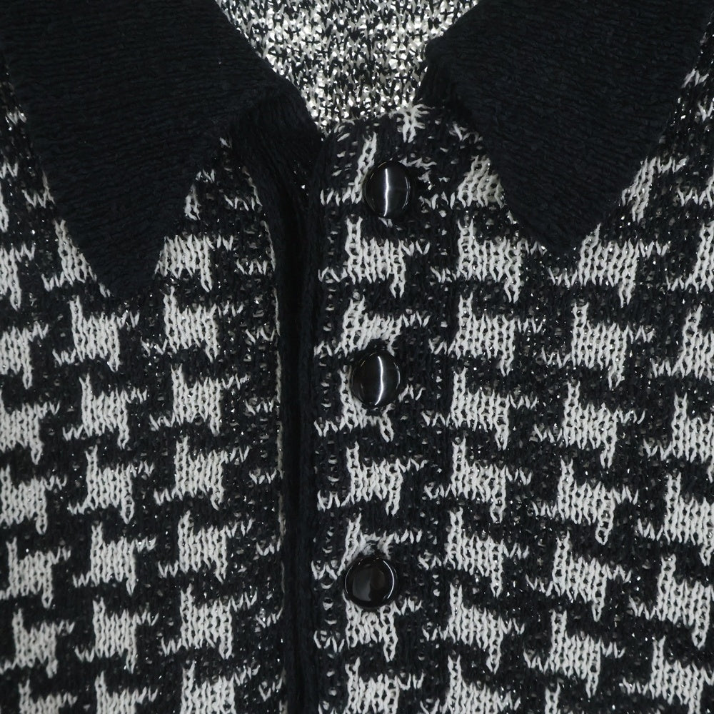 Needles(ニードルス) POLO SWEATER HOUNDSTOOTH ハウンズトゥース柄 半袖ポロシャツ ブラック MR323