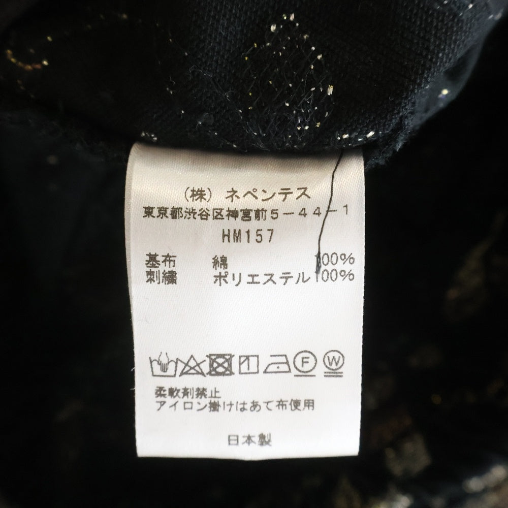 Needles(ニードルス) VELOUR TRACK JACKET フローラルデザイン ドローストリング ベロア トラックパンツ ブラック HM157
