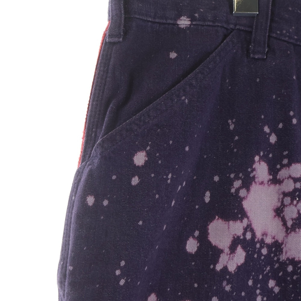 Needles(ニードルス) 19SS ブリーチ加工 マルチポケット ジップアップ ペインターパンツ パープル EJ090