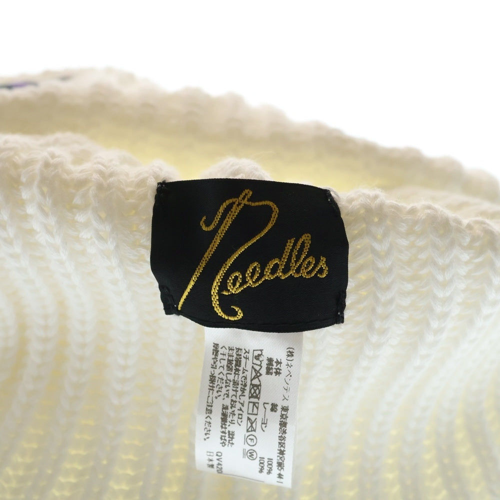 Needles(ニードルス) ×KAE TANAKA アイエンブロイダリー コットン ニットキャップ 帽子 ホワイト