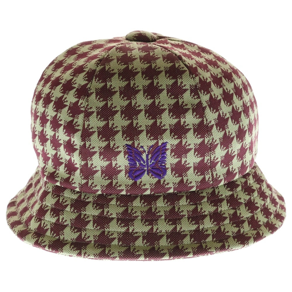 Needles(ニードルス) 千鳥格子柄 ロゴエンブロイダリー ポリエステル バケットハット 帽子 レッド/グリーン GL047