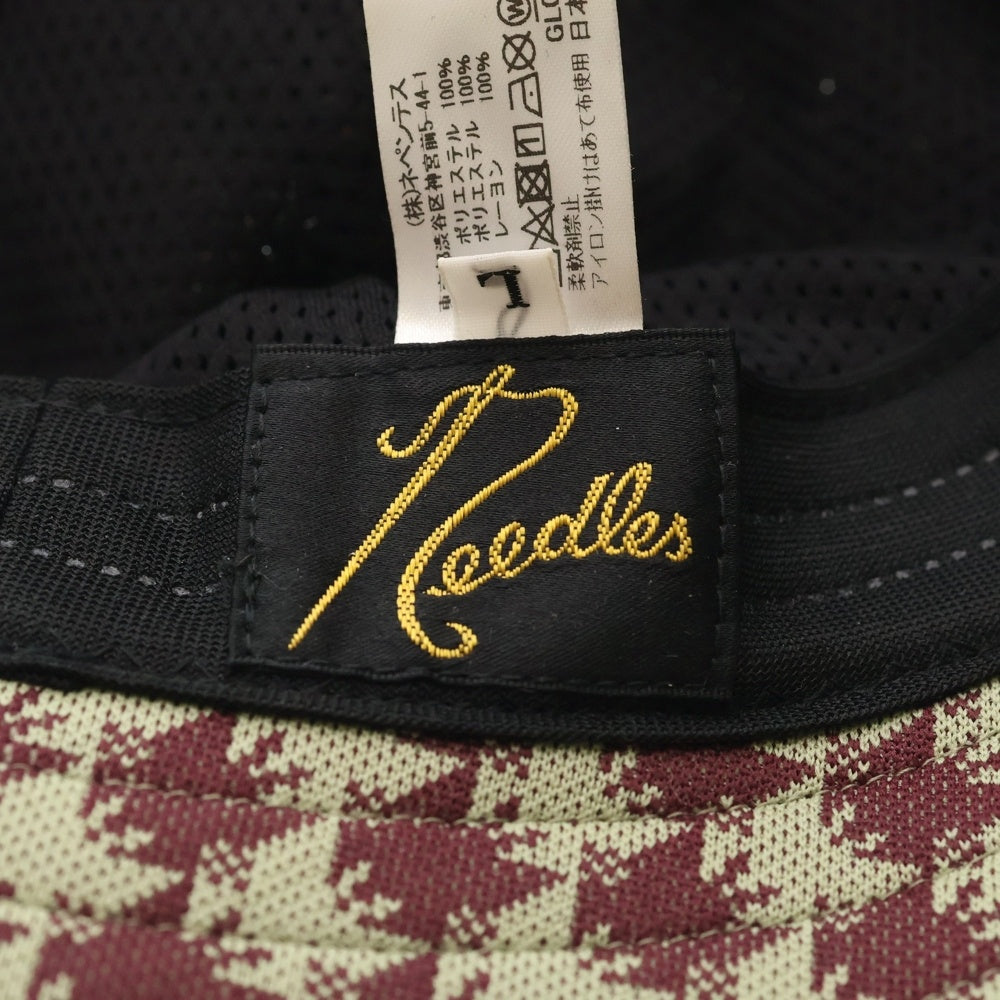 Needles(ニードルス) 千鳥格子柄 ロゴエンブロイダリー ポリエステル バケットハット 帽子 レッド/グリーン GL047