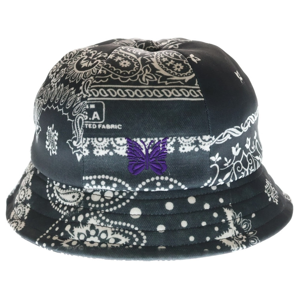 Needles(ニードルス) ペイズリー柄 ロゴエンブロイダリー ポリエステル バケットハット 帽子 グレー PU1723